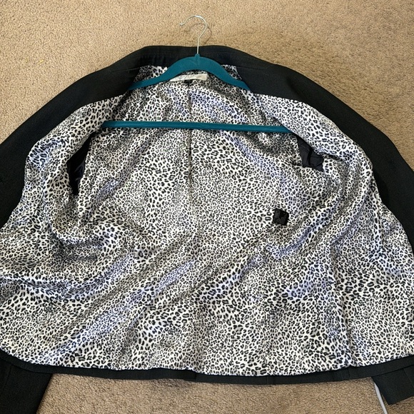 TAHARI Charcoal Gray Blazer With Pockets and Animal Print Lining Size 10p - Picture 8 of 9